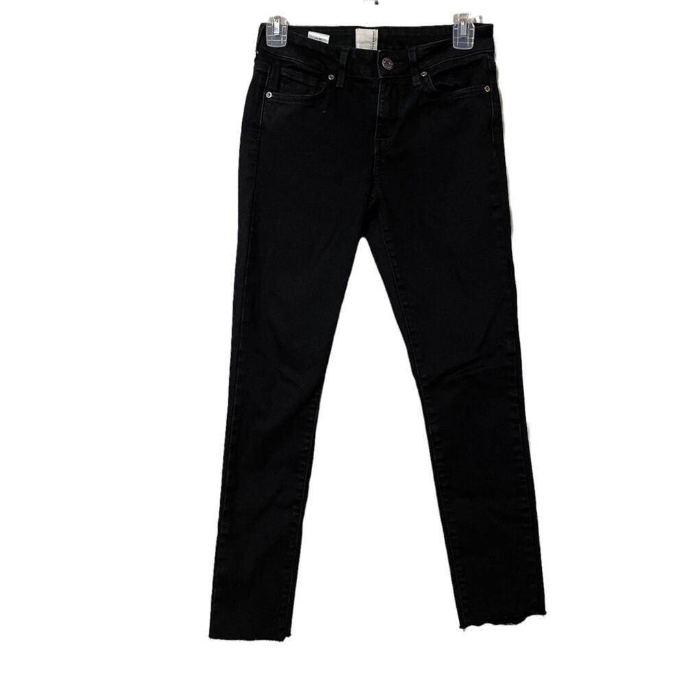 Rich & Skinny Black High Rise Raw Hem Skinny Jeans Womens 25 Denim Fall Classic